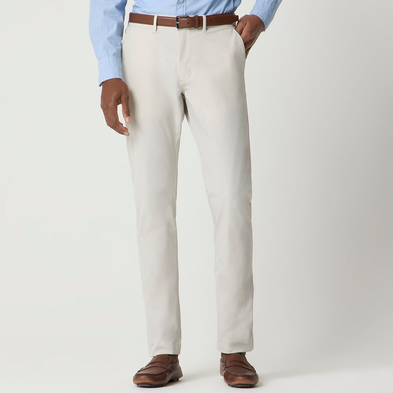 J Crew Slim-Fit Tech Chino Pants Mens 30x32 Light Gray Flex Stretch Lightweight